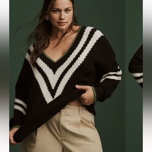 Maeve by Anthropologie Slouchy Plunging V Neck Pullover Sweater